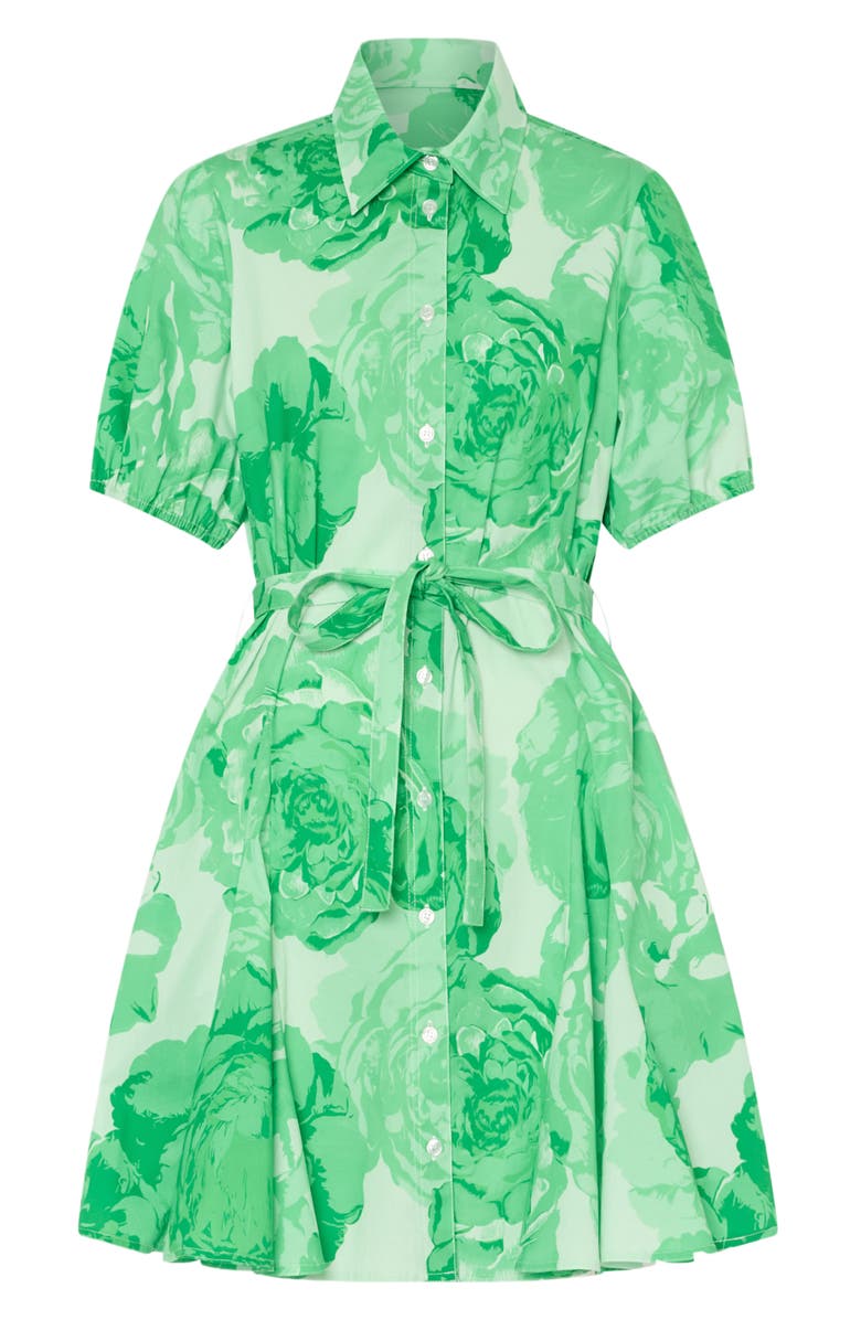 Milly Juni Floral Stretch Cotton Poplin Mini Shirtdress, Alternate, color, Green/ White