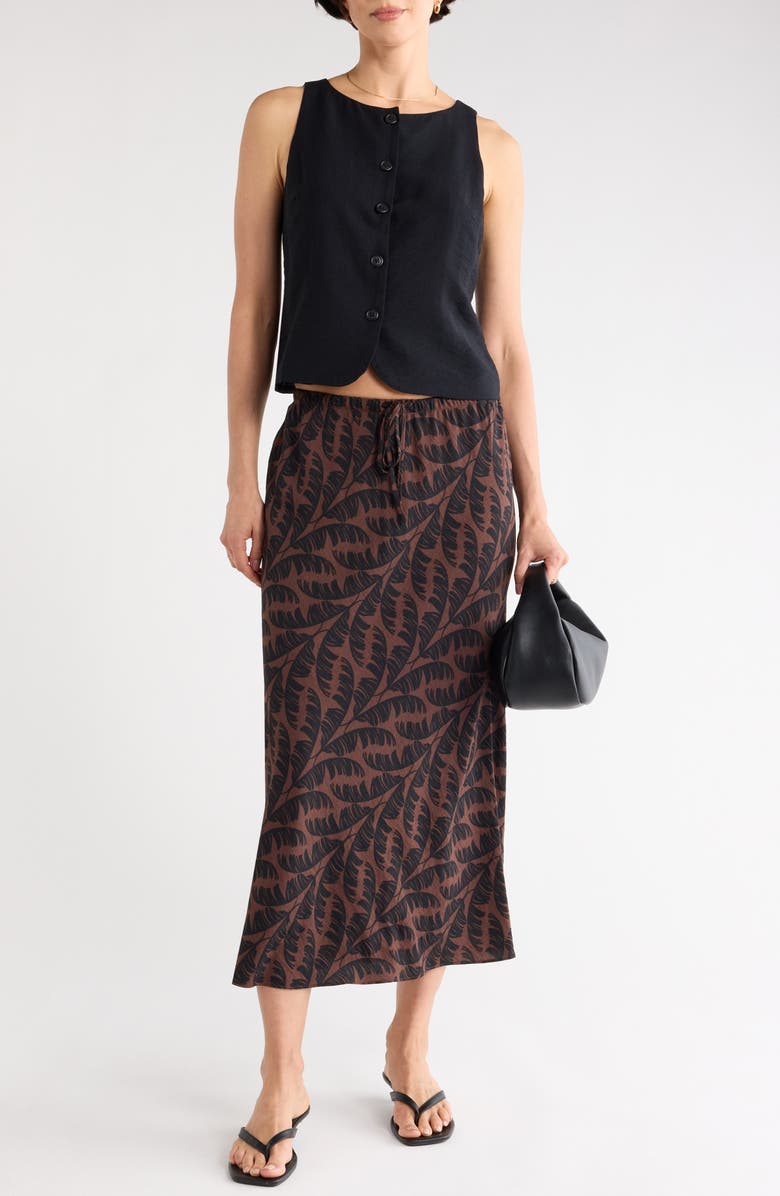 NORDSTROM RACK Drawstring Maxi Skirt, Main, color, Brown- Black Julia Palm