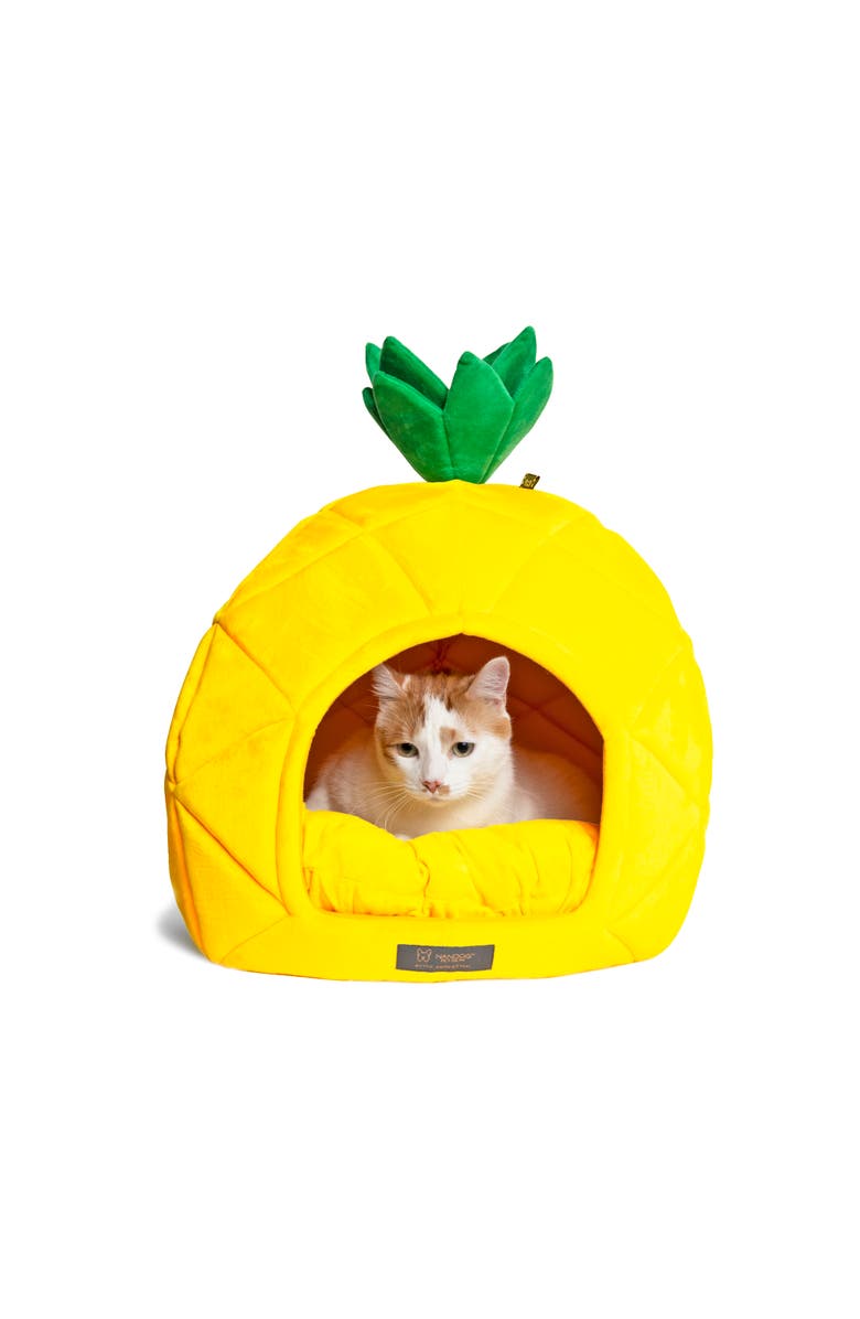 Nandog Pet Gear Fun Collection Dog and Cat Bed - Pineapple Prive, Main, color, Yellow