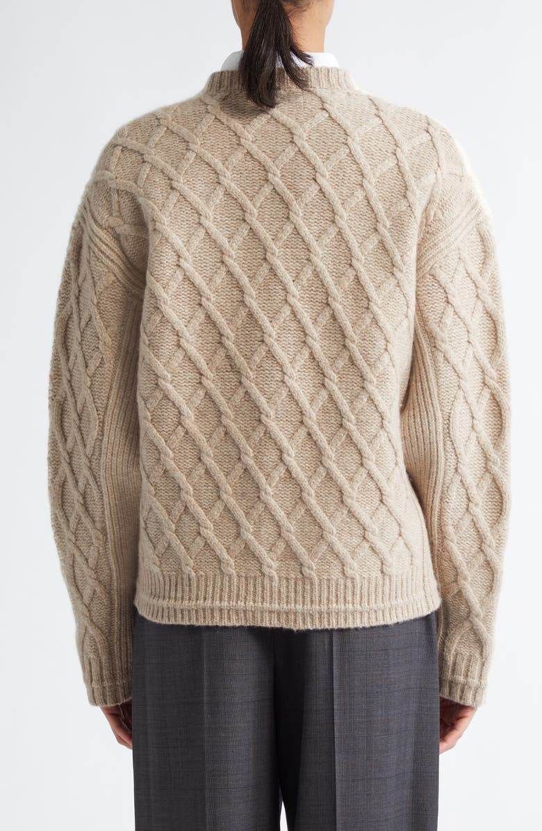 Maria McManus Two-Tone Merino Wool Twisted Cable Crewneck Sweater, Alternate, color, 