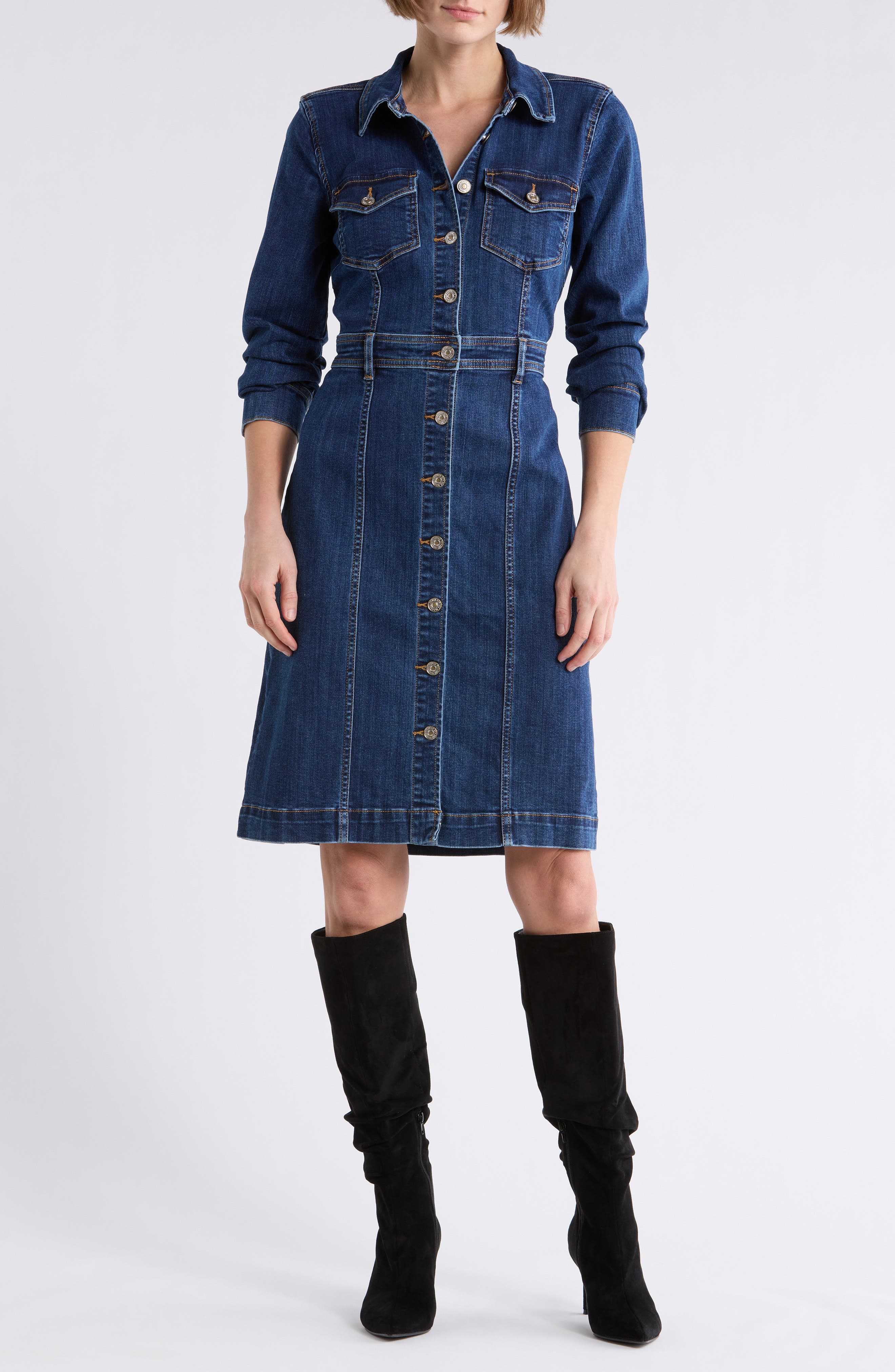 7 For All Mankind Long Sleeve Denim Shirtdress