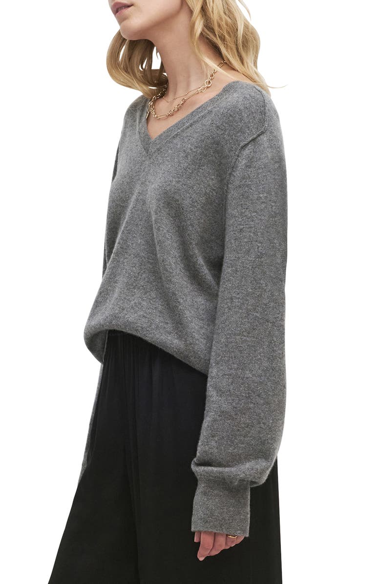 Favorite Daughter The Ryann V-Neck Cashmere Sweater, Alternate, color, Heather Grey