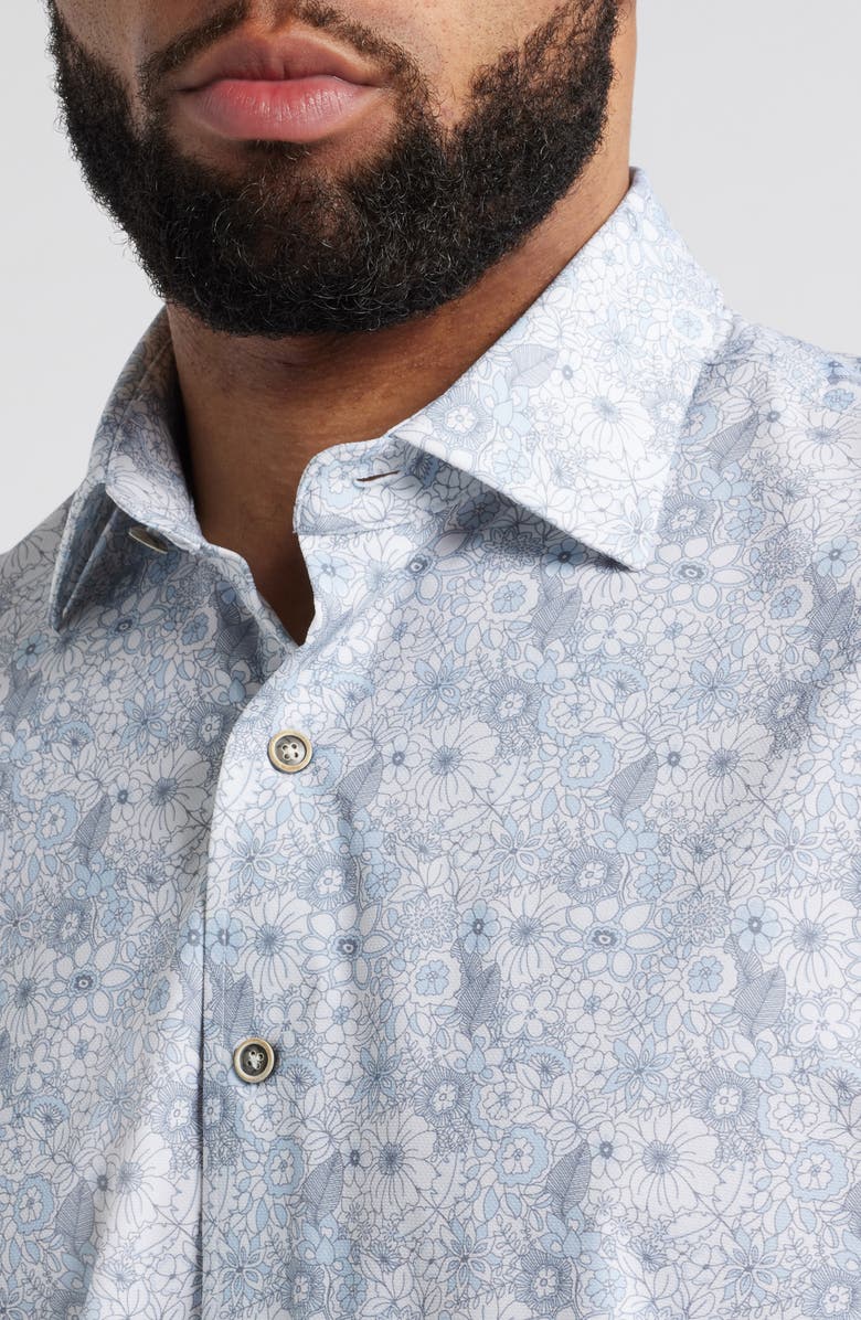 johnnie-O Kayce Hangin' Out Floral Short Sleeve Knit Button-Up Shirt, Alternate, color, Lapis