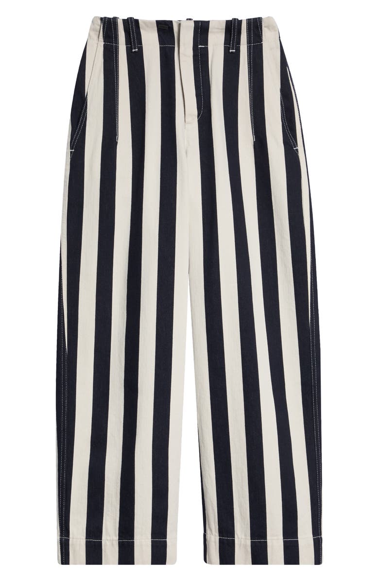 Jacquemus Le de-Nîmes Parasol Crop Straight Leg Jeans, Main, color, Navy/ White Big Stripe