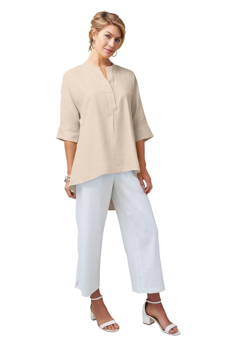 Hi-Low Linen Tunic, Main, color, OATMEAL
