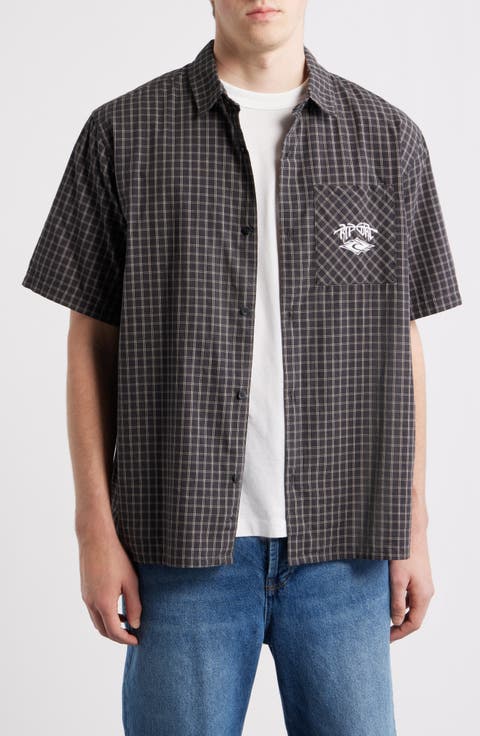 Liquid Trips Check Short Sleeve Button-Up Shirt