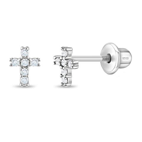 Delicate Cubic Zirconia Cross Earrings