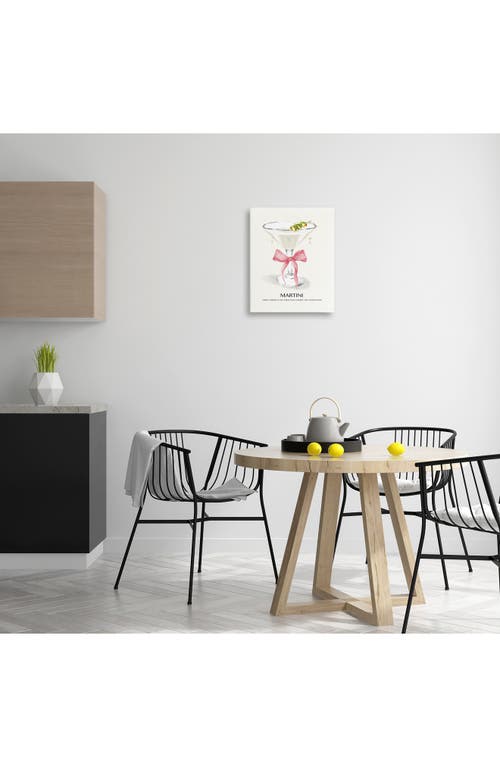 Stupell Industries Martini Bow Framed Canvas Wall Art In Pink