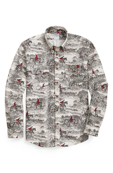 Archive Print Flannel Button-Up Shirt