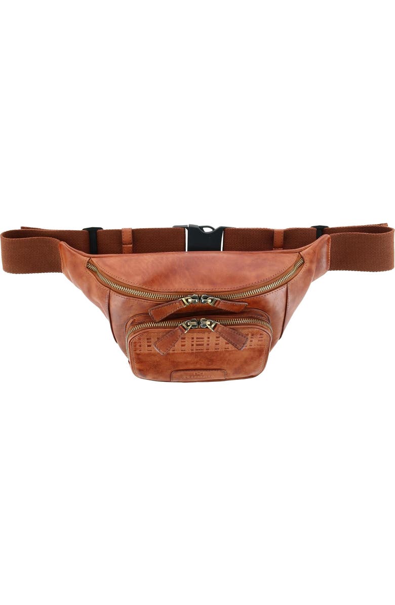 Trafalgar Caelen Leather Adjustable Waist Pack Sling Bag, Main, color, Cognac