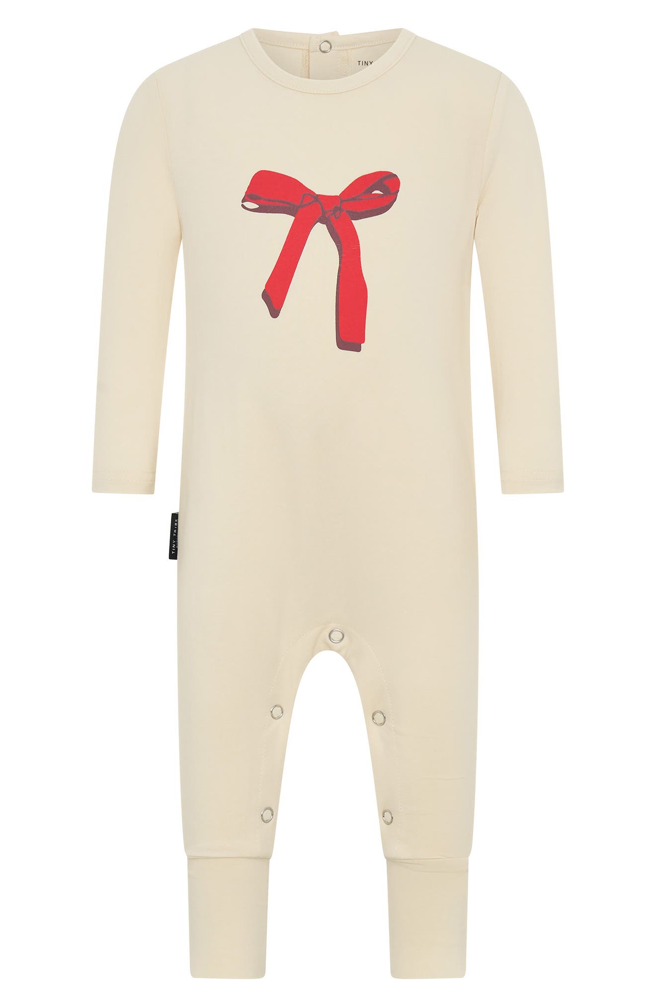 TINY TRIBE Bow Stretch Cotton Graphic Romper
