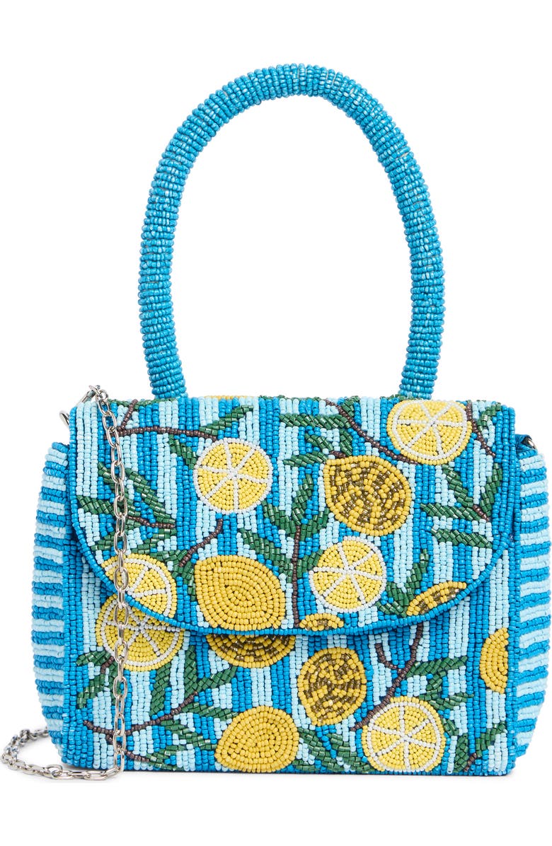 Collection XIIX Beaded Lemon Top Handle Bag, Main, color, Blue Multi