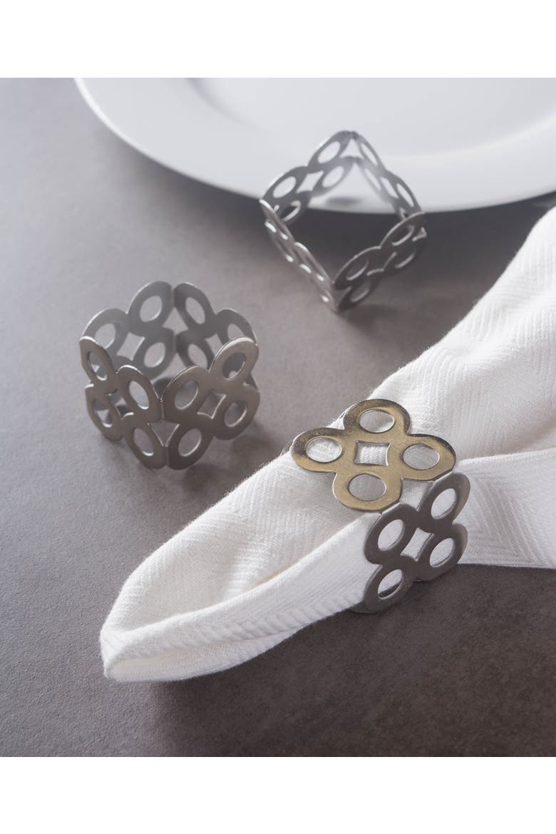 DII Silver Square Die Cut Napkin Ring Set/6 | Nordstrom
