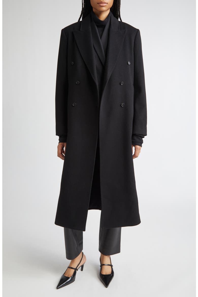 Rosco Double Breasted Wool & Cashmere Coat, Alternate, color, BLACK