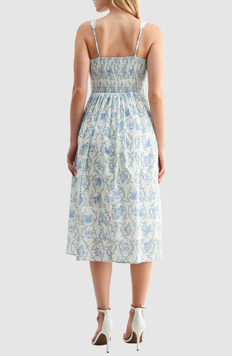 Lush Floral Corset Fit & Flare Midi Dress, Alternate, color, Blue White