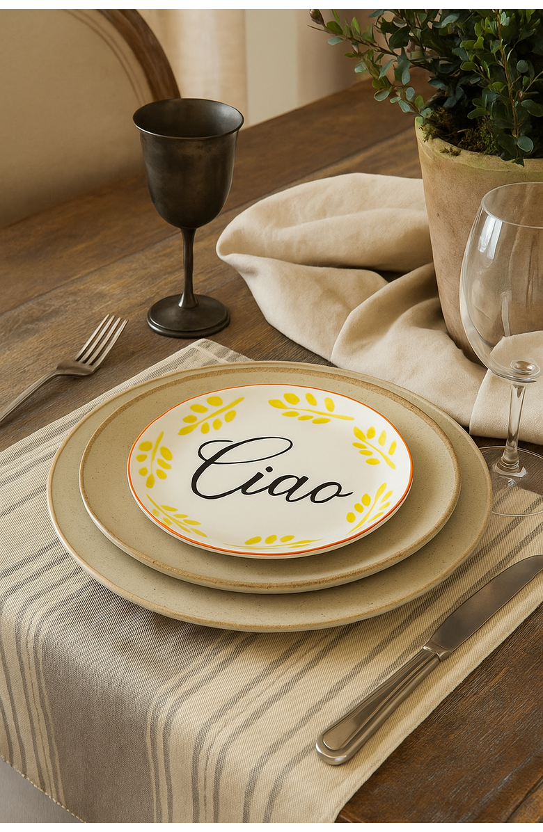 tag Dolce Vita Ciao Yellow Ceramic Appetizer Plate for Dining, Alternate, color, Yellow
