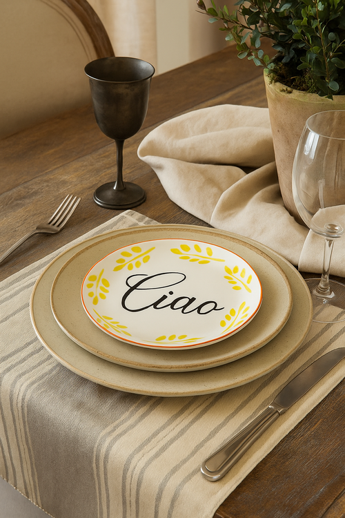 Tag Dolce Vita Ciao Yellow Ceramic Appetizer Plate For Dining In Multi