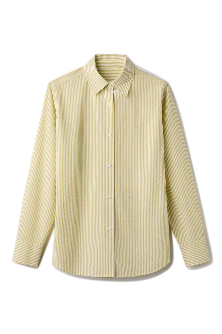 Saltair Oversize Seersucker Button-Up Shirt, Alternate, color, CITRON STRIPE