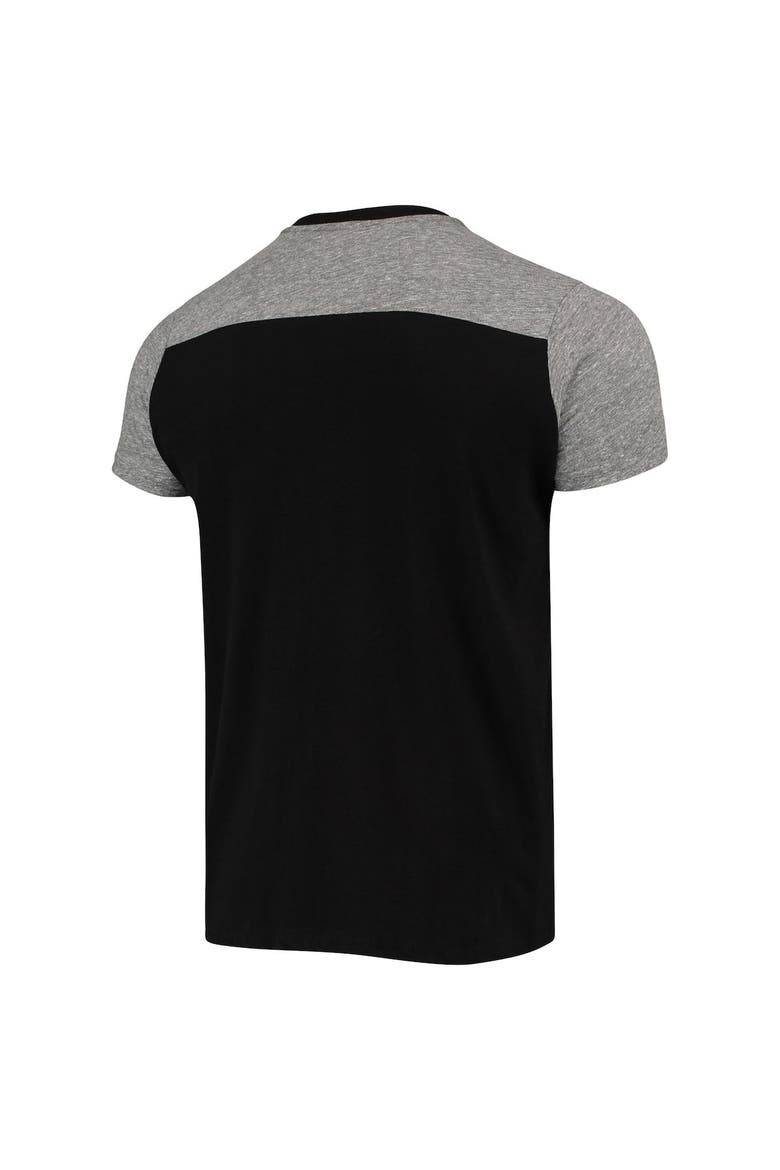 Men's Majestic Threads Black/Heathered Gray Pittsburgh Steelers Gridiron Classics Field Goal Slub T-Shirt, Alternate, color, Black