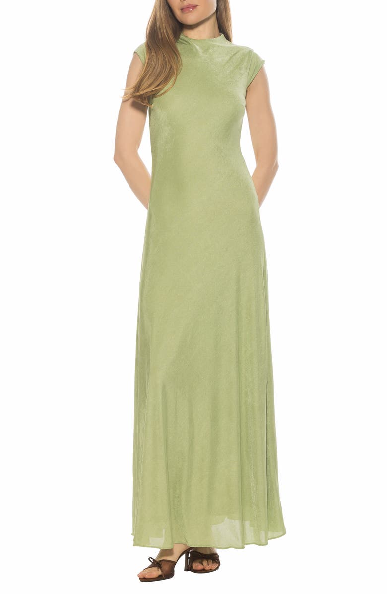 Alexia Admor Nalani Mock Neck Maxi Dress, Main, color, Sage