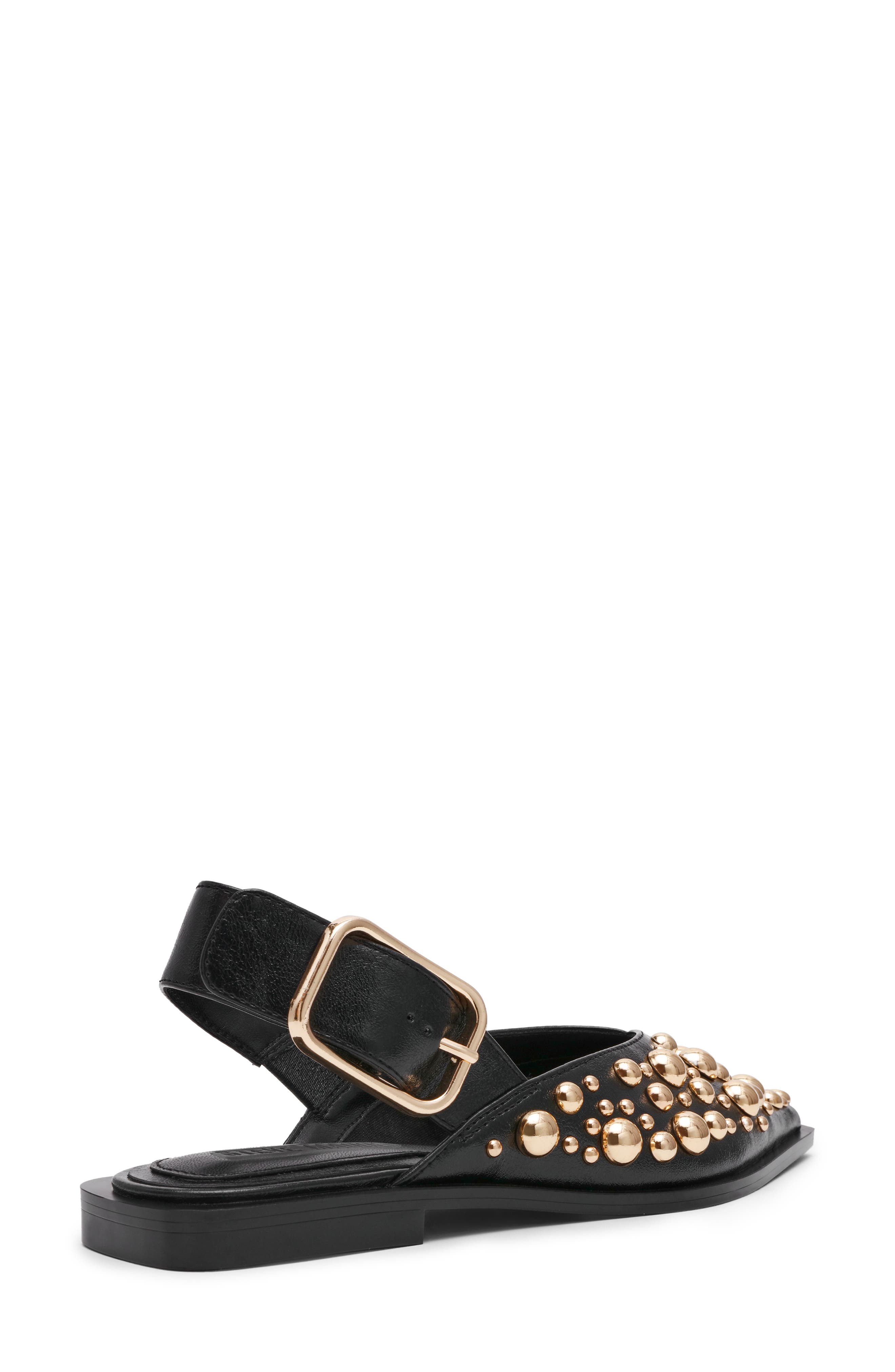 Steve Madden Shay Pointed Toe Slingback Flat, Alternate, color, Black Studded