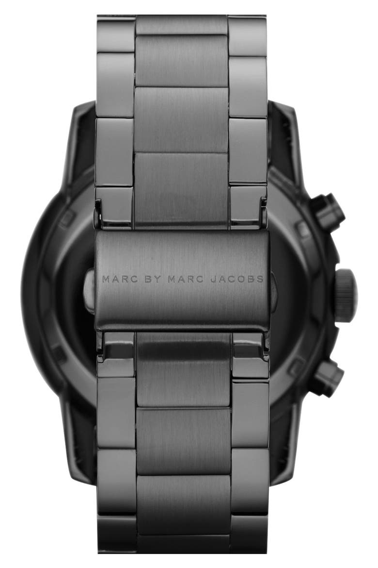 'Larry' Chronograph Bracelet Watch, 46mm, Alternate, color, BLACK