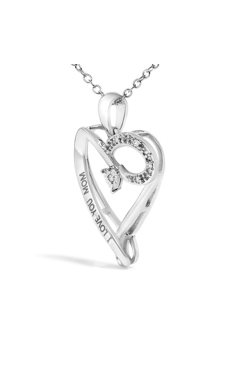 Haus of Brilliance Silver Diamond Accent "I LOVE YOU MOM" Heart Pendant Necklace, Alternate, color, White