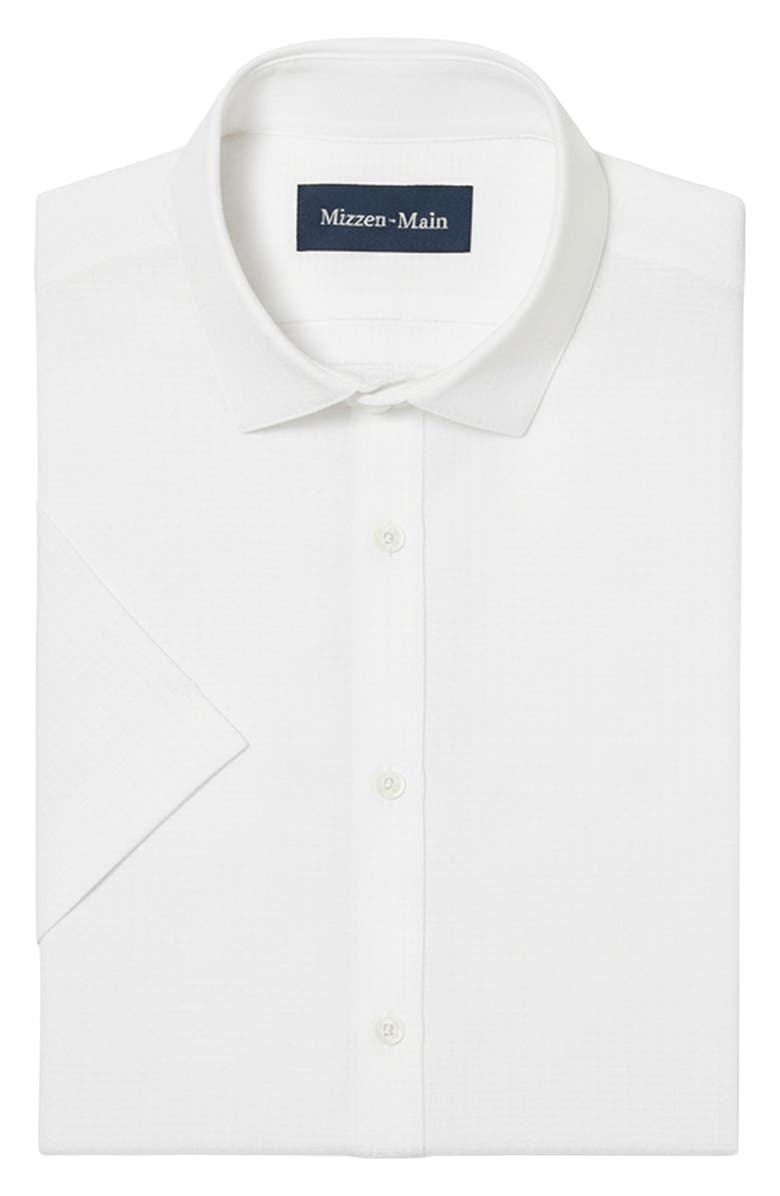 Mizzen+Main Porter Trim Fit Short Sleeve Performance Button-Up Shirt, Alternate, color, White