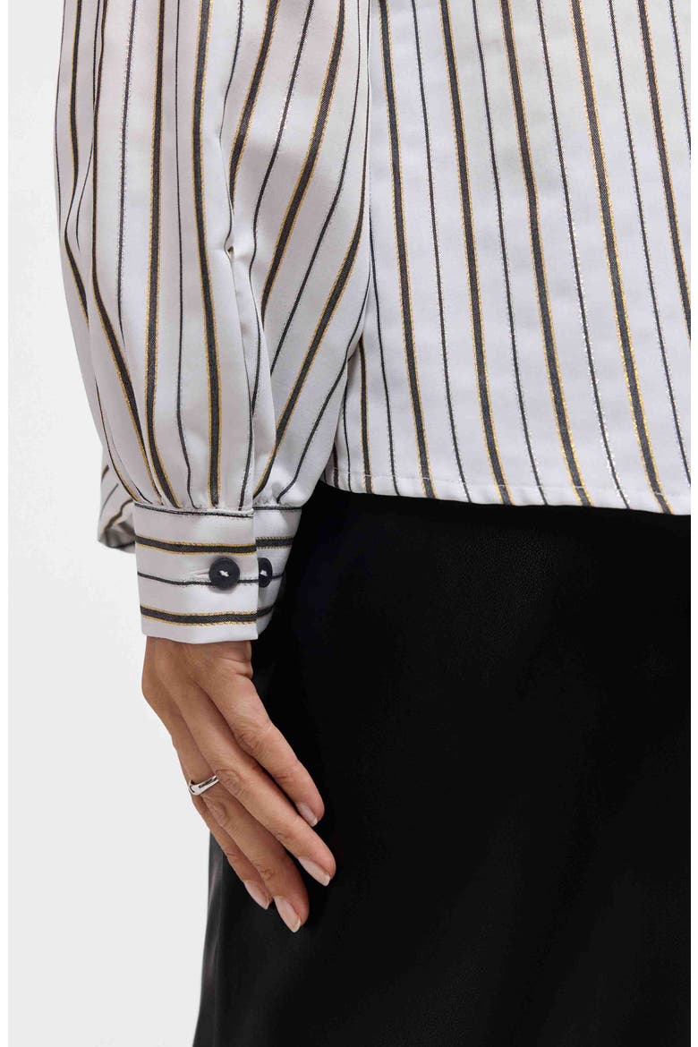 Daphne Stripe Metallic Stretch Popover Shirt, Alternate, color, WHITE/ MULTI
