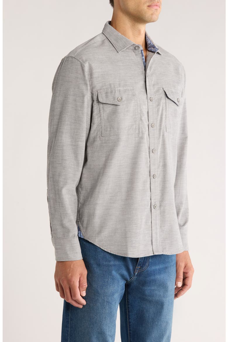 Coastline Cord Heather Bay Cotton Corduroy Button-Up Shirt, Alternate, color, LIGHT GREY HEATHER