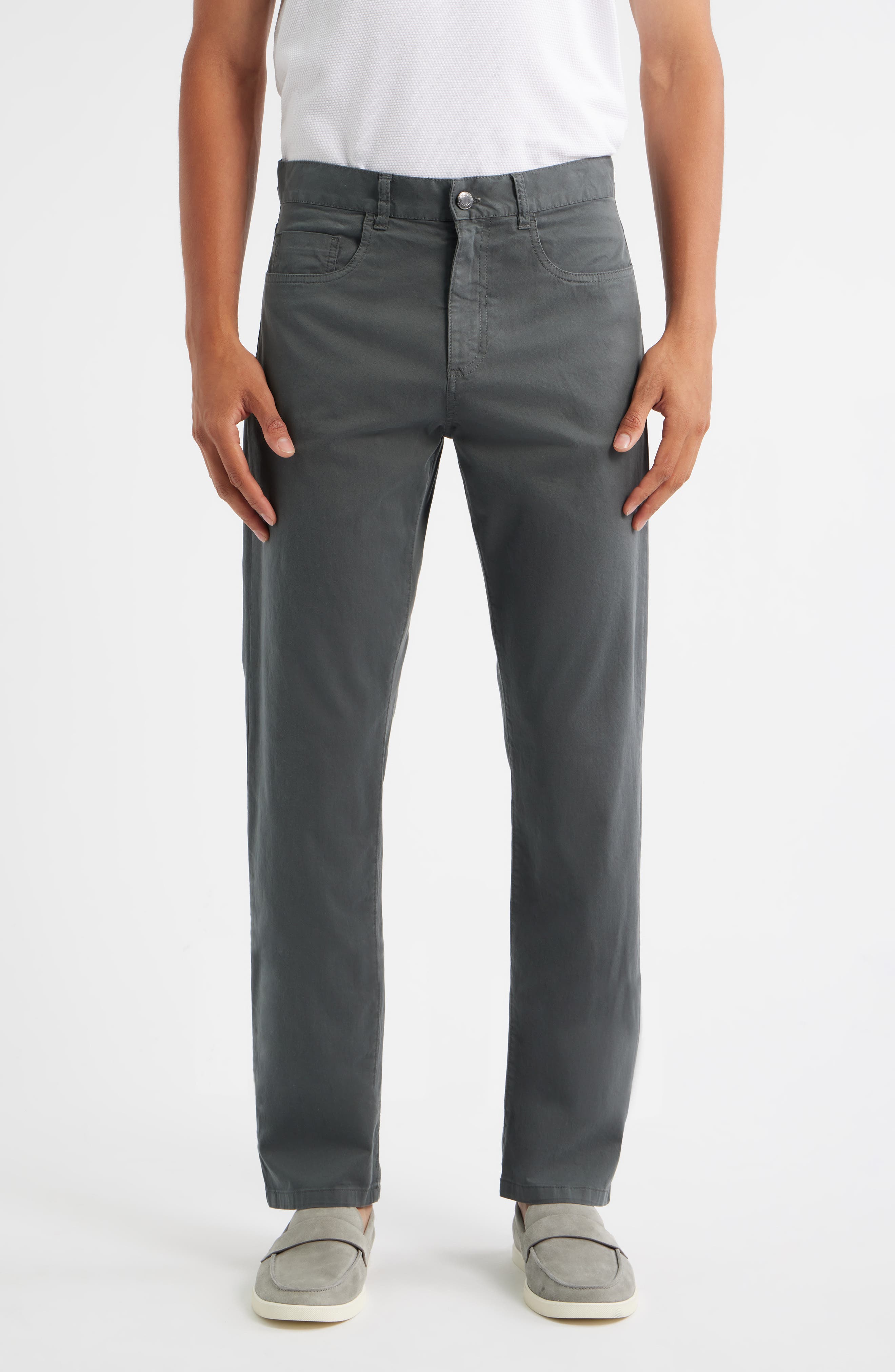 Canali Regular Fit 5-Pocket Cotton Stretch Twill Pants