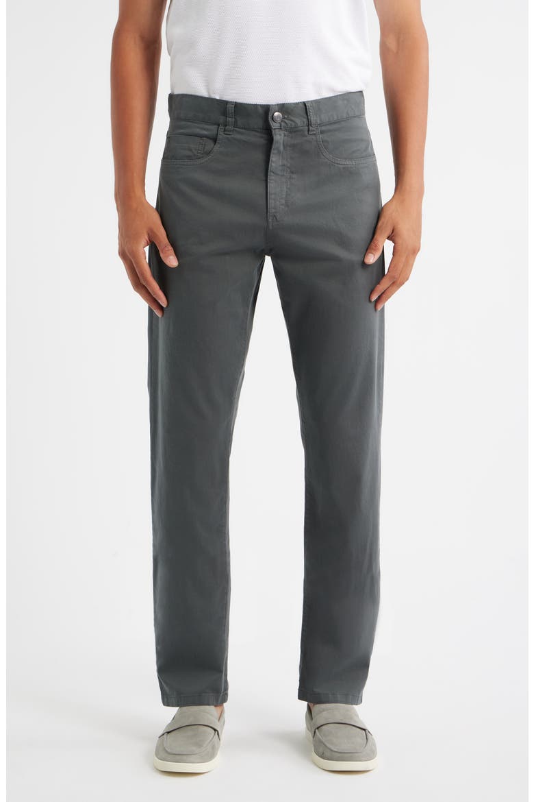 Regular Fit 5-Pocket Cotton Stretch Twill Pants, Main, color, CHARCOAL