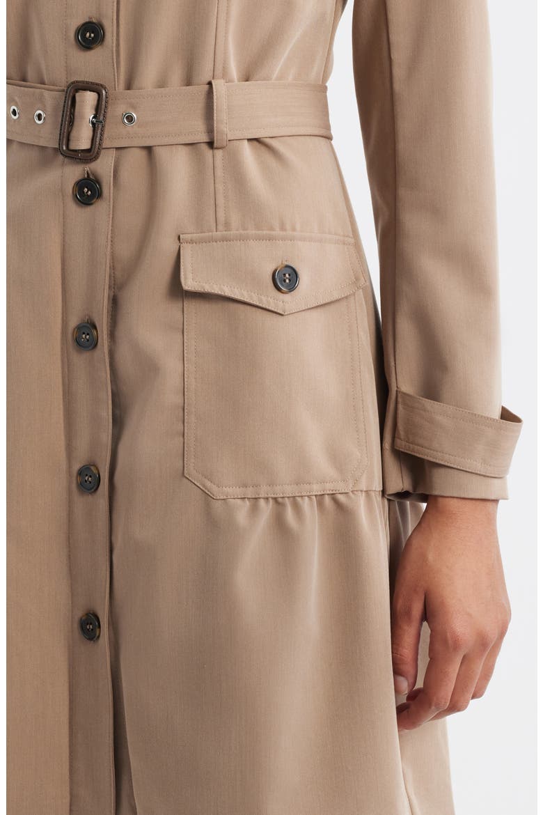 Safari Belted Long Sleeve Minidress, Alternate, color, LATTE
