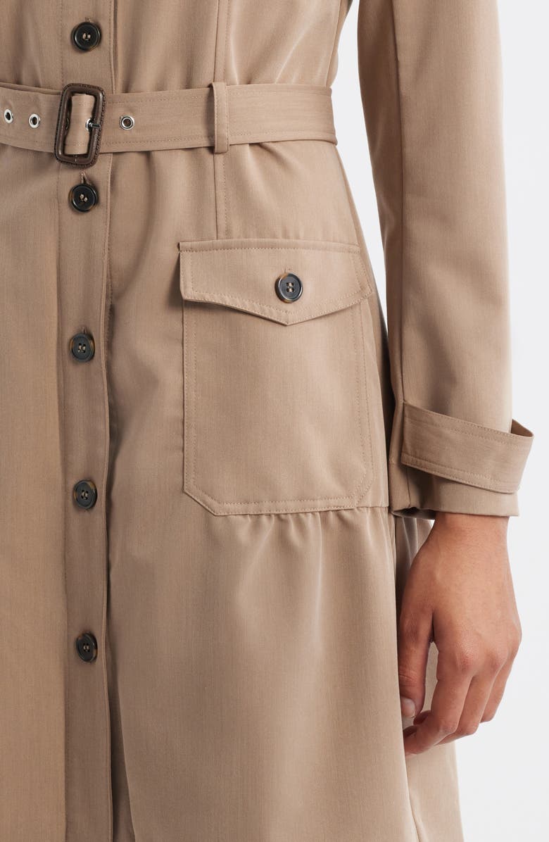 Tahari ASL Safari Belted Long Sleeve Minidress, Alternate, color, Latte