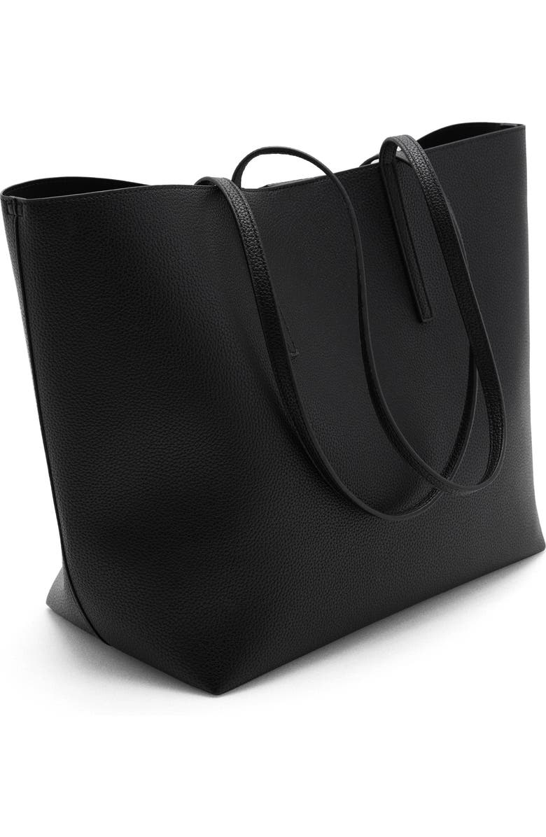 MANGO Pebble Faux Leather Shopper Bag, Alternate, color,