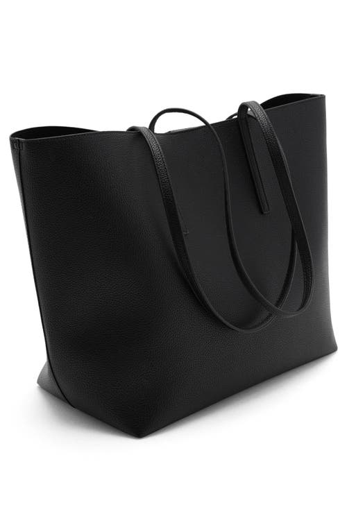Mango Pebble Faux Leather Shopper Bag In Black
