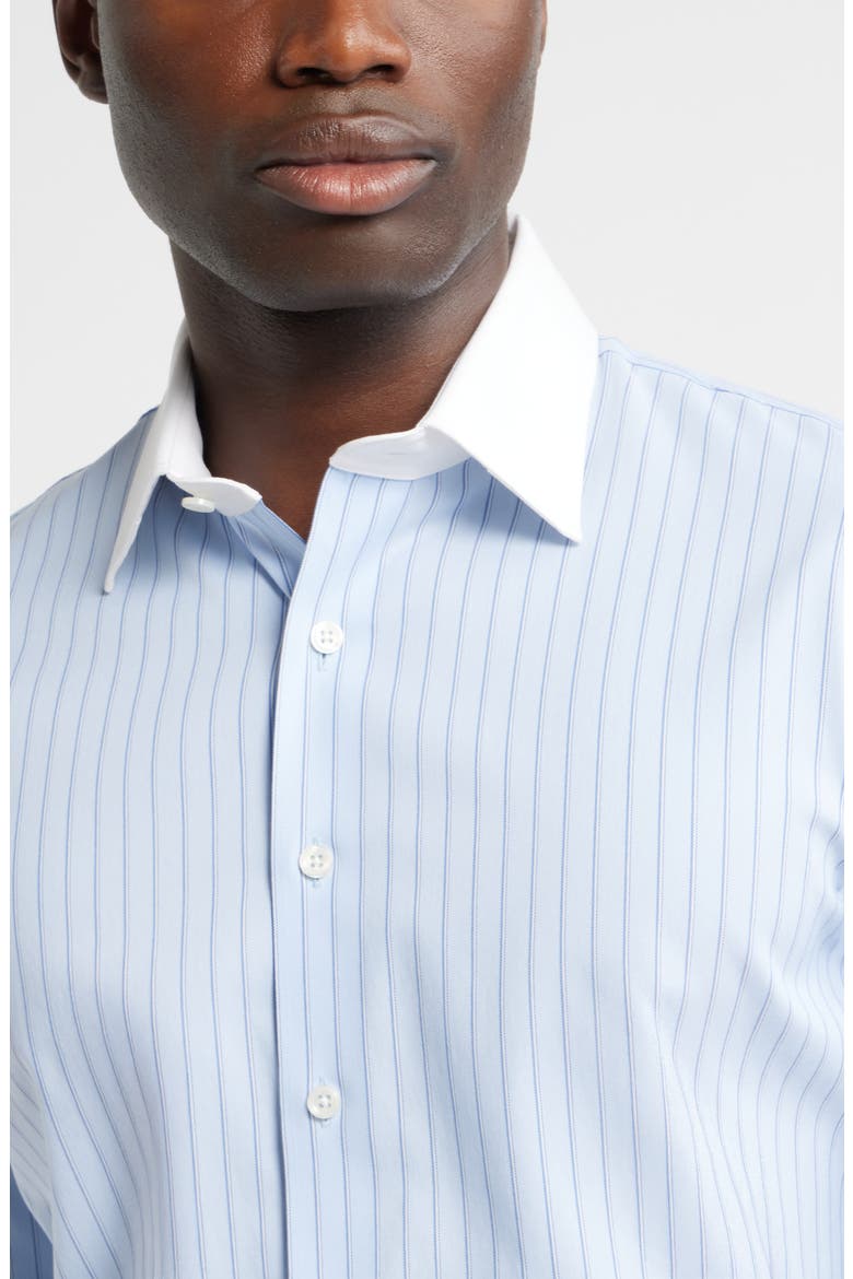 Trim Fit Stripe Premium Performance Twill Dress Shirt, Alternate, color, BLUE NICO STRIPE
