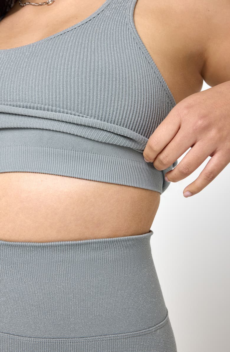 Spiritual Gangster Amor Shimmer Crop Tank, Alternate, color, Silver