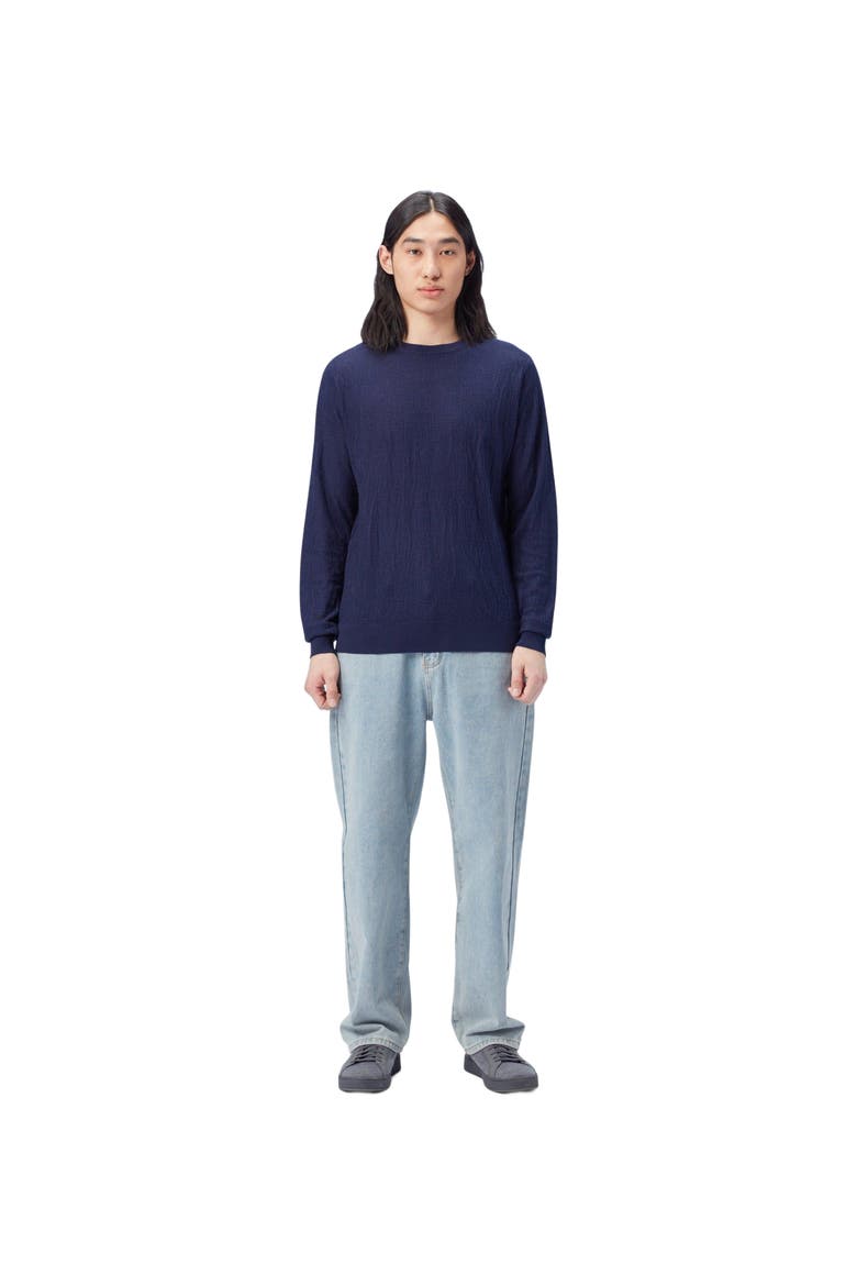 Lightweight Silk Cashmere Textured Sweater, Main, color, navy blazer