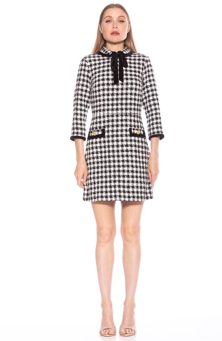 Alexia Admor Lexi Collared Tweed Dress, Alternate, color, Black Check