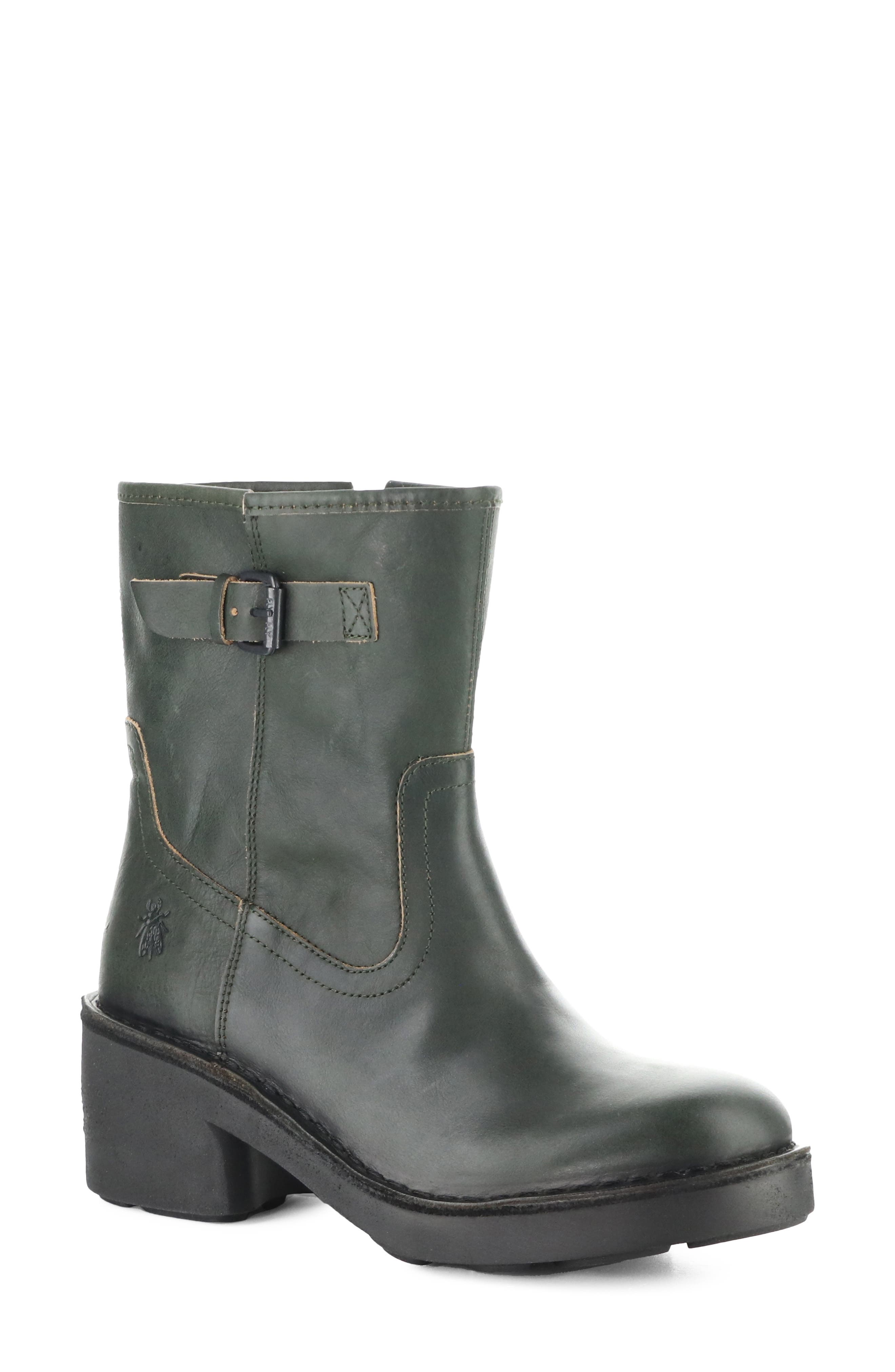 Naky Block Heel Bootie, Main, color, GREEN