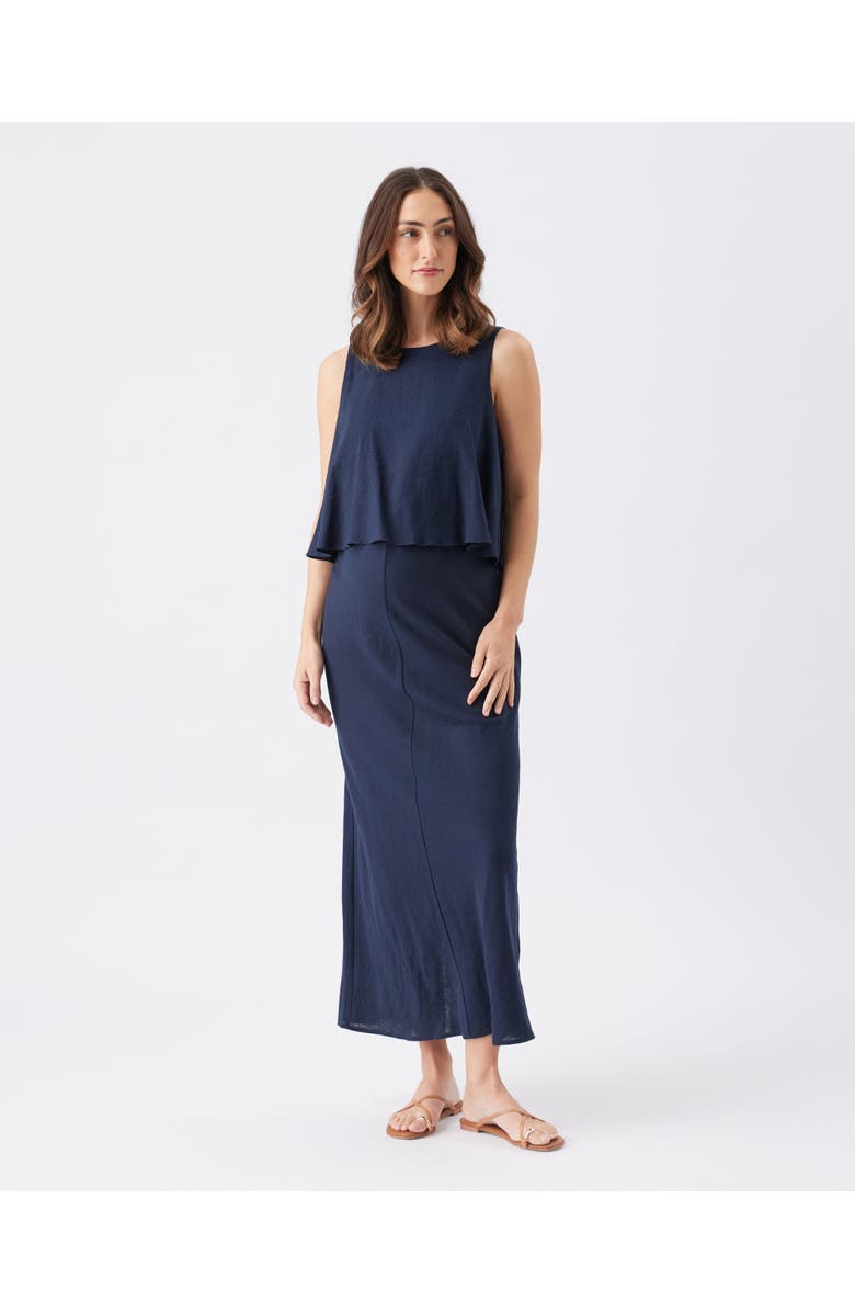 Ripe Maternity Lena Linen Nursing Dress, Main, color, Navy