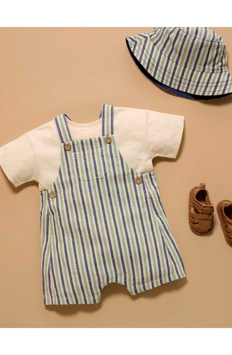 Purebaby Striped Overalls, Alternate, color, Iguana Stripe