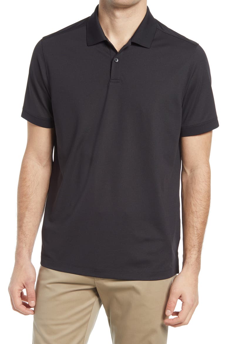 Tech-Smart Piqué Performance Polo, Main, color, BLACK MELANGE