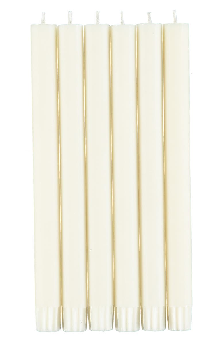 BRITISH COLOUR STANDARD Set of 6 Pearl White Dinner Candles, Alternate, color, White