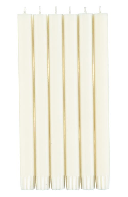 British Colour Standard Set Of 6 Pearl White Dinner Candles In White