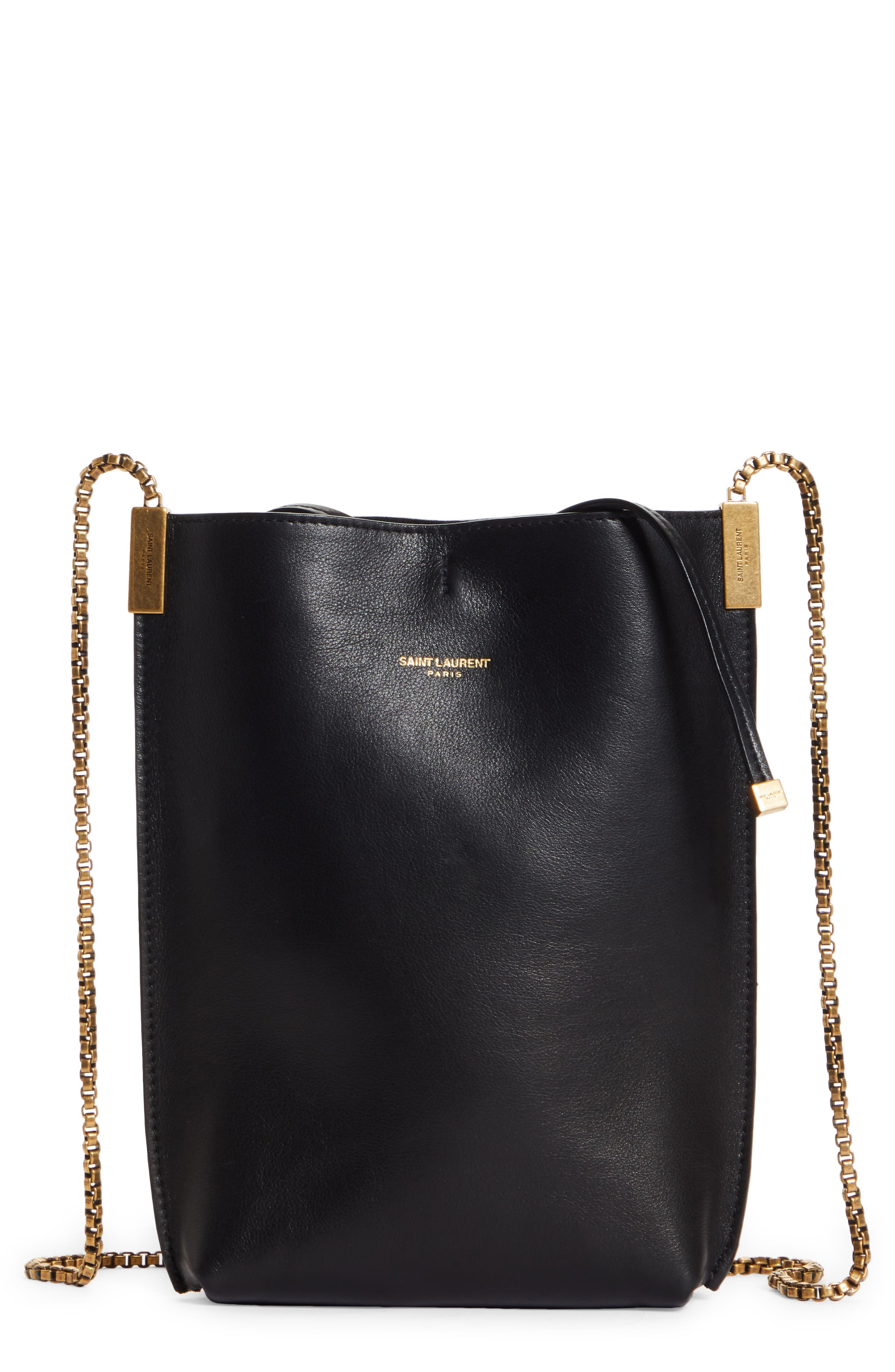 Saint Laurent Mini Suzanne Calfskin Leather Hobo, Main, color, 
