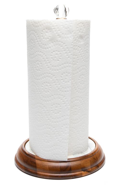 Mackenzie-childs Mackenzie Childs Sterling Check Wood Paper Towel Holder In Brown