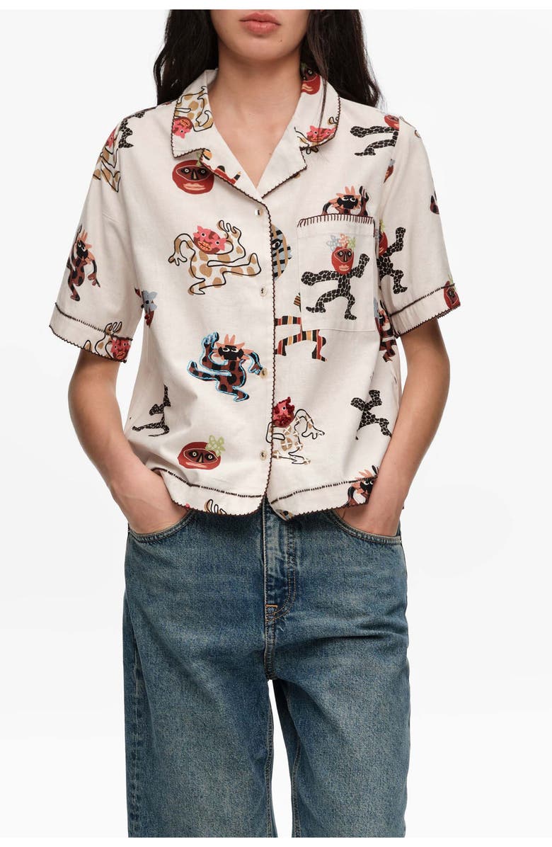 Bimba y Lola Samba Straight Shirt With Decorative Stitching, Main, color, Samba