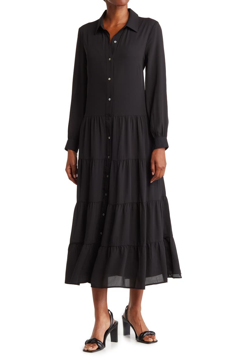 DR2 by Daniel Rainn Long Sleeve Tiered Shirtdress, Main, color,